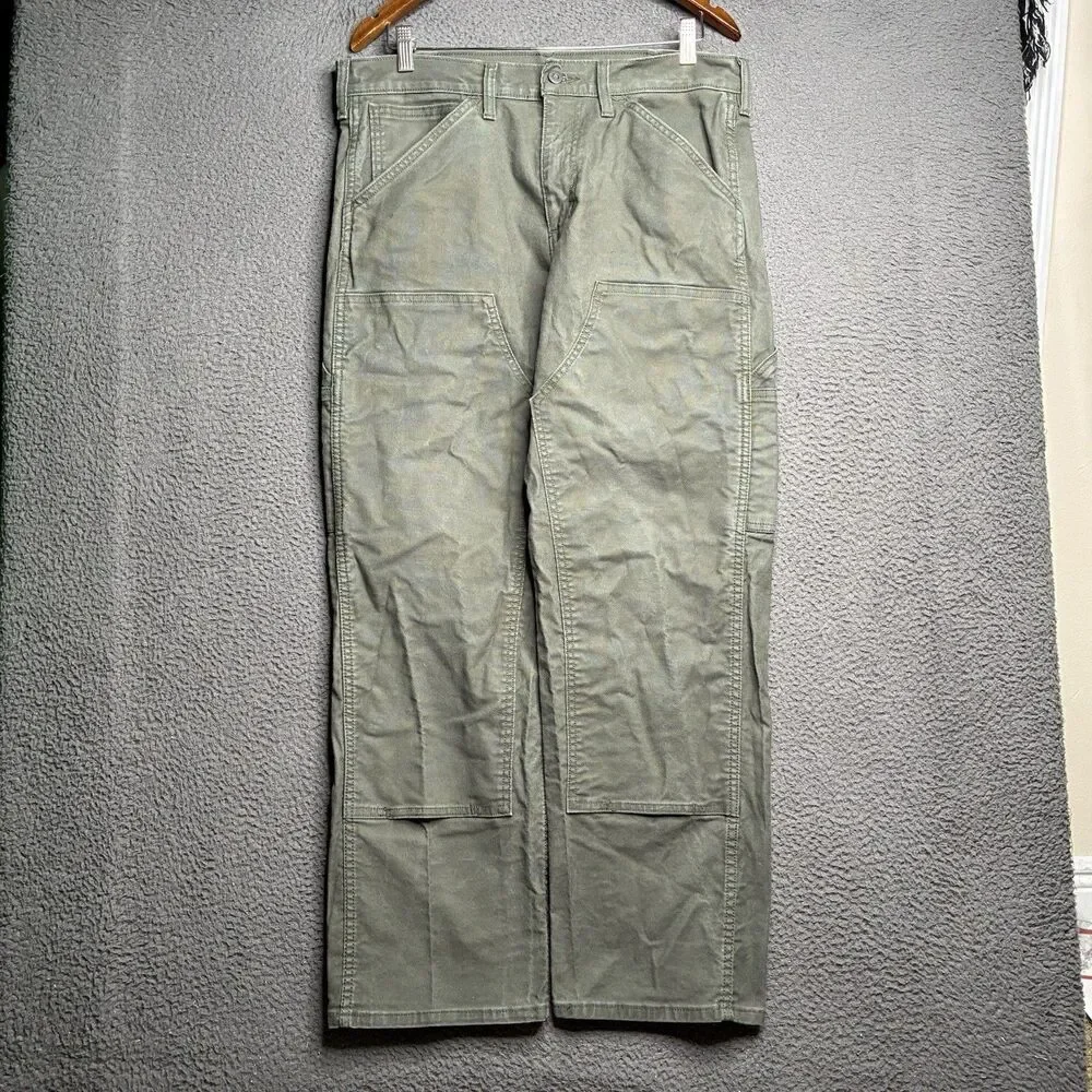Levis 565 Double Knee Utility Workwear Jeans Mens 34 x 30 Pants Olive Green